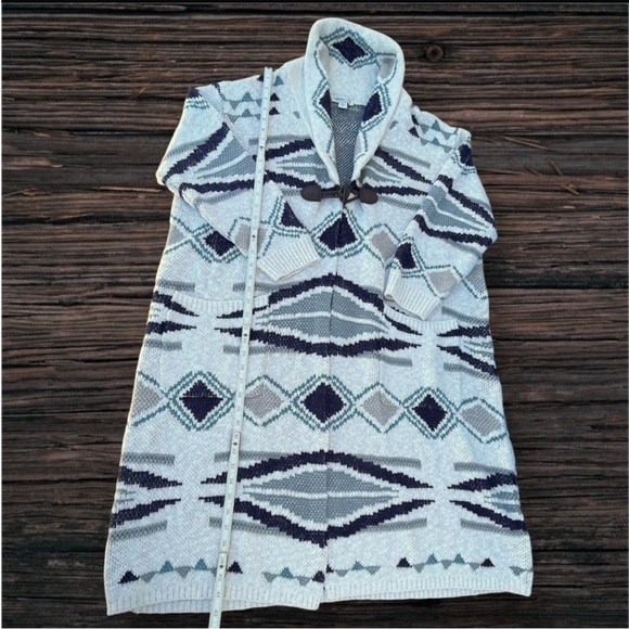 Coldwater Creek Taos Trails Southwestern Oatmeal Duster Knit Cardigan 1X VGUC - Picture 11 of 16
